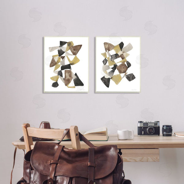 Stupell Industries Jennifer Goldberger | Abstract Black Gold Brown Shape Design Wall Art