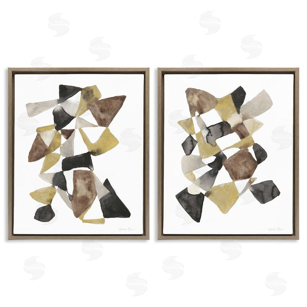 Stupell Industries Jennifer Goldberger | Abstract Black Gold Brown Shape Design Wall Art