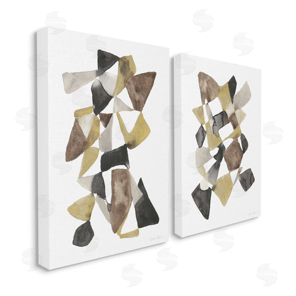 stupell industries Jennifer Goldberger | Abstract Black Gold Brown Shape Design Wall Art