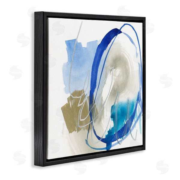 Stupell Industries Jennifer Goldberger | Circular Abstraction Chaotic Rigid Lines Blue Brown Wall Art