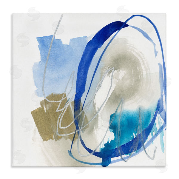 stupell industries Jennifer Goldberger | Circular Abstraction Chaotic Rigid Lines Blue Brown Wall Art