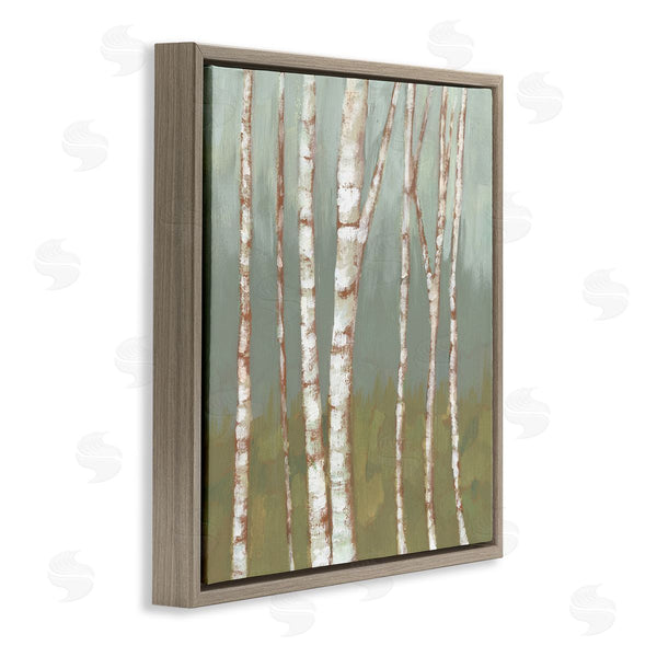 Stupell Industries Jennifer Goldberger | Contemporary Birch Tree Bark Soft Green Forest Landscape Wall Art