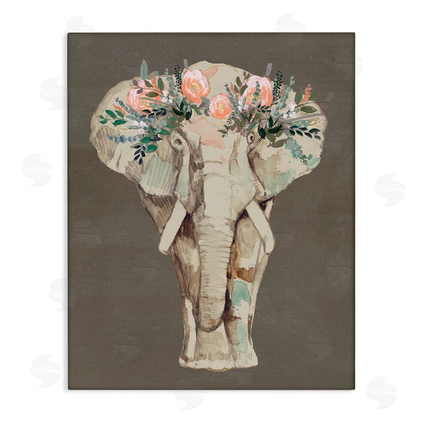 stupell industries Jennifer Goldberger | Elephant Floral Crown Brown