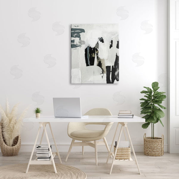Stupell Industries Jennifer Goldberger | Modern Industrial Abstraction Distressed Layered Tones Black Grey Wall Art