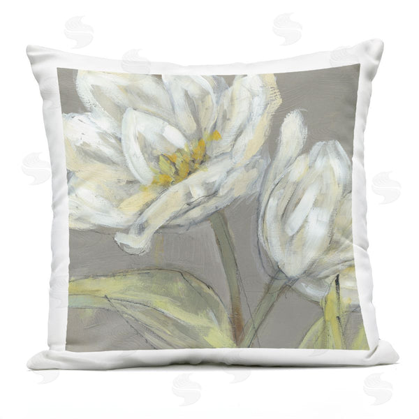 Stupell Industries Jennifer Goldberger | Tulip Flower Petals Green Grey Painting Printed Throw Pillow