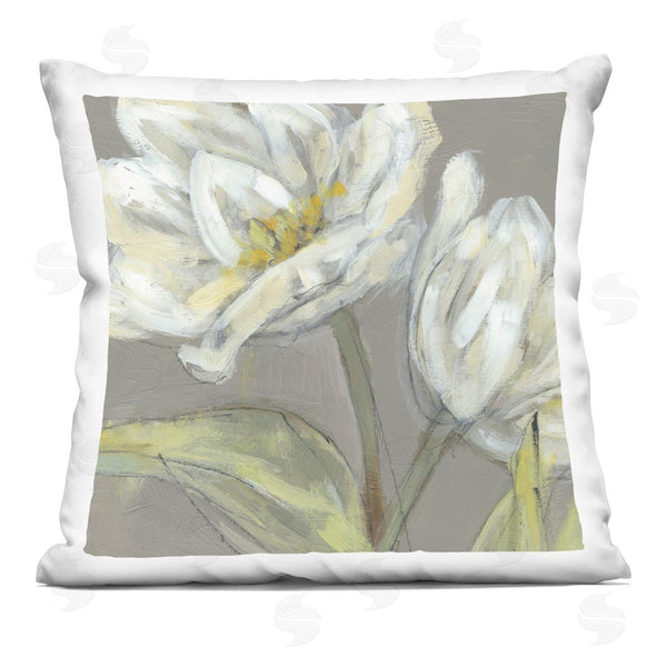 stupell industries Jennifer Goldberger | Tulip Flower Petals Green Grey Painting Printed Throw Pillow