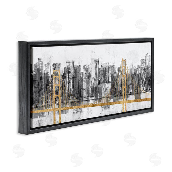 Stupell Industries Jennifer Goldberger | Urban Golden Bridge Cityscape Wall Art