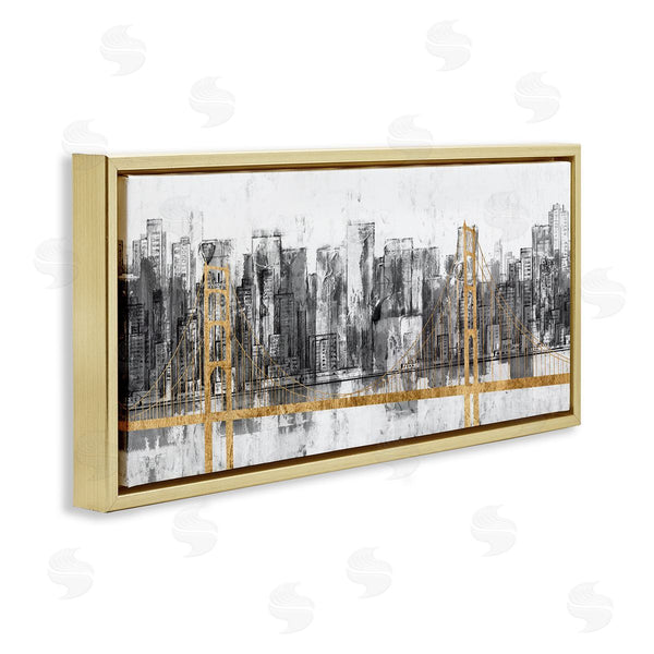 Stupell Industries Jennifer Goldberger | Urban Golden Bridge Cityscape Wall Art