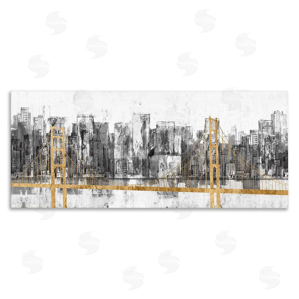 stupell industries Jennifer Goldberger | Urban Golden Bridge Cityscape Wall Art