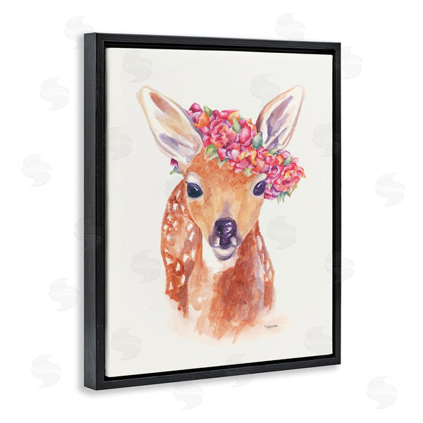 Stupell Industries Jennifer Holden | Faun Carrying Pink Wildflower Crown Deer Portrait Wall Art