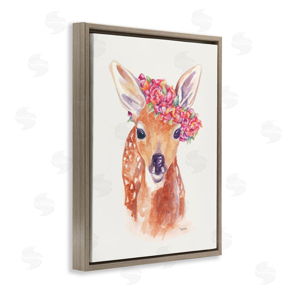 Stupell Industries Jennifer Holden | Faun Carrying Pink Wildflower Crown Deer Portrait Wall Art