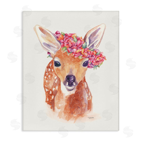 stupell industries Jennifer Holden | Faun Carrying Pink Wildflower Crown Deer Portrait Wall Art