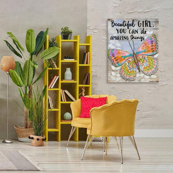 Stupell Industries Jennifer Lambein | Beautiful Girl & Butterfly Wall Art