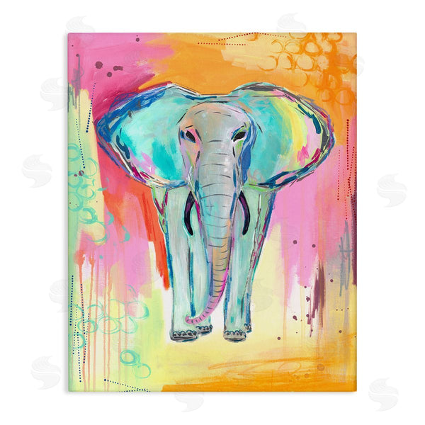 stupell industries Jennifer McCully | Colorful Elephant with Abstract Pattern