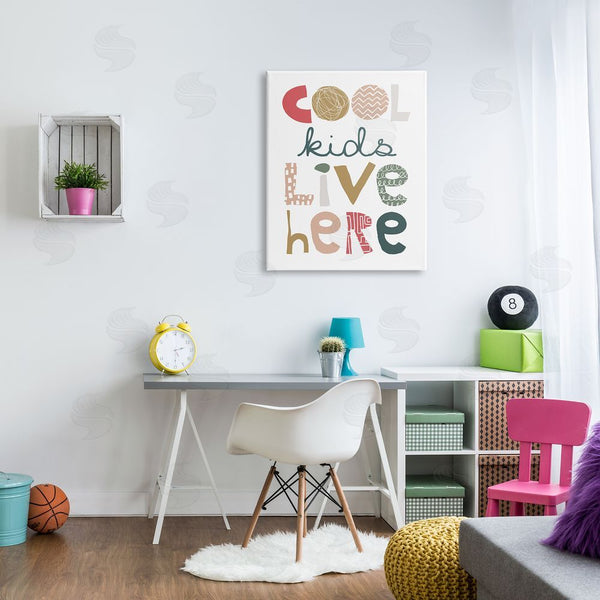 Stupell Industries Jennifer McCully | Cool Kids Live Here Phrase Abstract Pattern Typography Wall Art