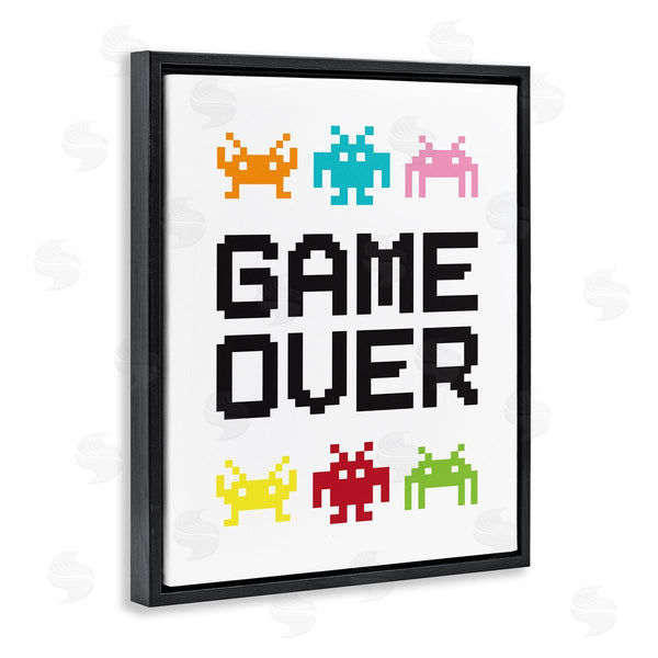 Stupell Industries Jennifer McCully | Game Over Phrase Retro Pixel Monster Sprites Wall Art
