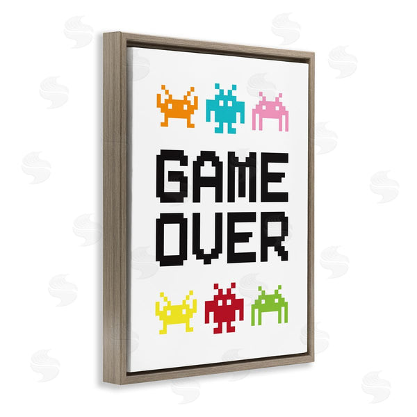 Stupell Industries Jennifer McCully | Game Over Phrase Retro Pixel Monster Sprites Wall Art