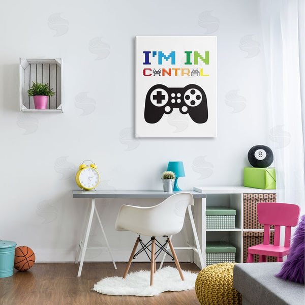 Stupell Industries Jennifer McCully | I'm In Control Phrase Old School Pixelated Video Game Sign Wall Art