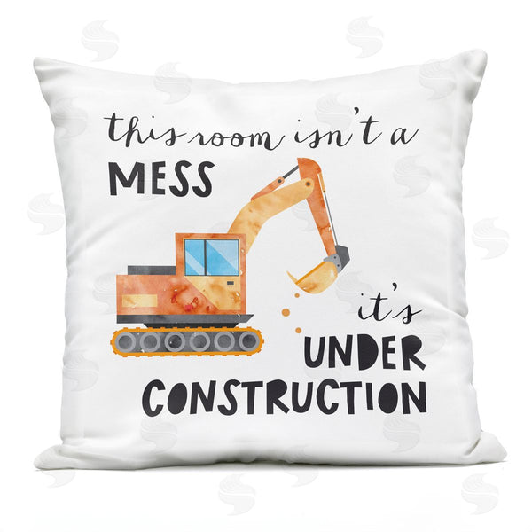 Stupell Industries Jennifer McCully | Room Under Construction Kids Bulldozer Phrase Printed Throw Pillow