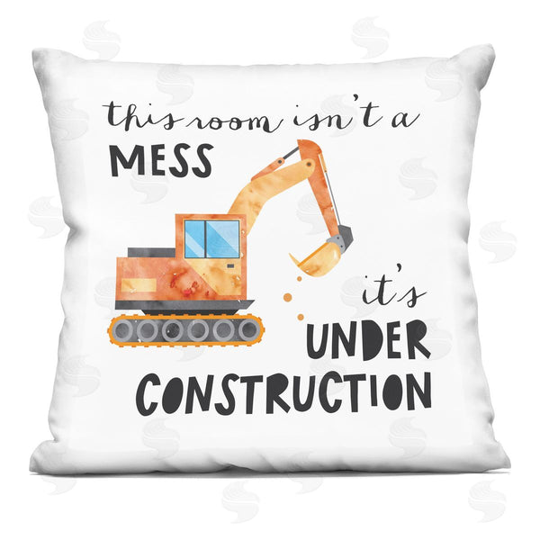 stupell industries Jennifer McCully | Room Under Construction Kids Bulldozer Phrase Printed Throw Pillow