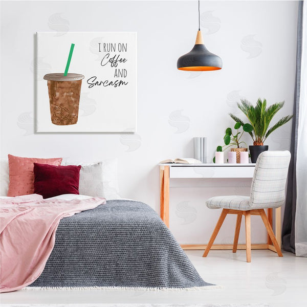 Stupell Industries Jennifer McCully | Run On Coffee And Sarcasm Funny Beverage Phrase Wall Art