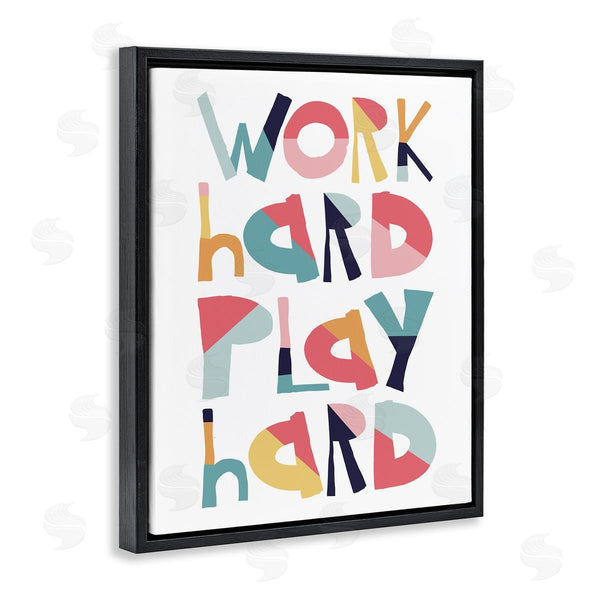 Stupell Industries Jennifer McCully | Work Hard Play Hard Phrase Geometric Pattern Typography Wall Art