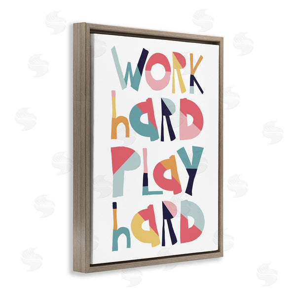 Stupell Industries Jennifer McCully | Work Hard Play Hard Phrase Geometric Pattern Typography Wall Art