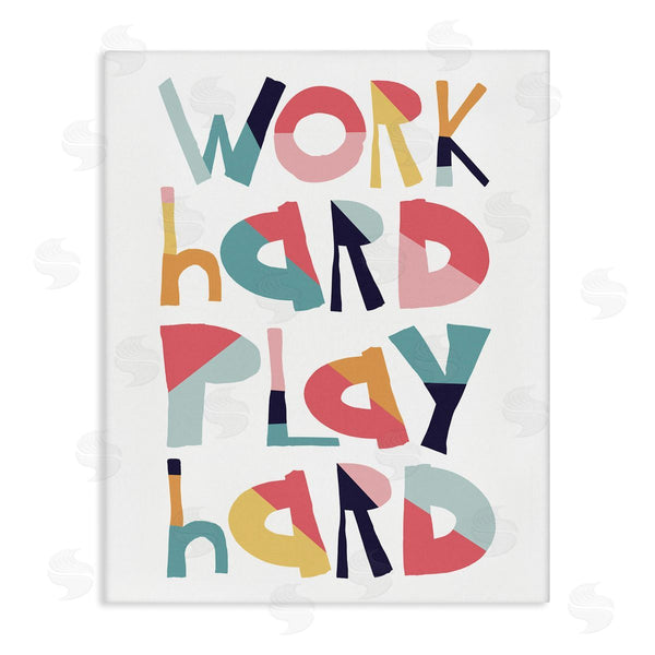 stupell industries Jennifer McCully | Work Hard Play Hard Phrase Geometric Pattern Typography Wall Art