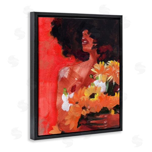 Stupell Industries Jennifer Paxton Parker | African Woman Summer Sunflower Bouquet Red Yellow Wall Art