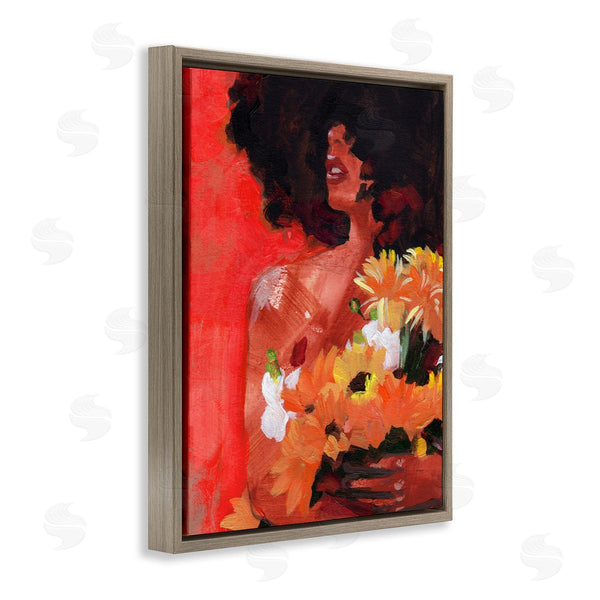 Stupell Industries Jennifer Paxton Parker | African Woman Summer Sunflower Bouquet Red Yellow Wall Art