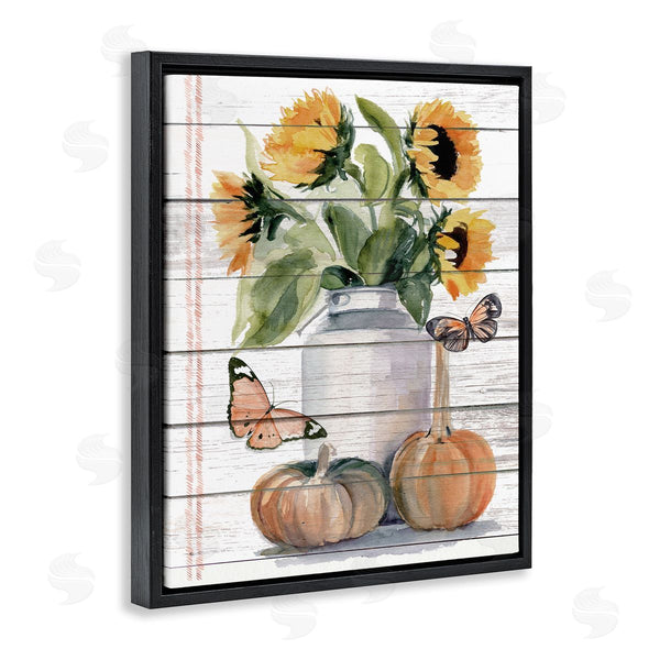 Stupell Industries Jennifer Paxton Parker | Autumn Sunflower Jar Orange Monarch Butterflies Wall Art