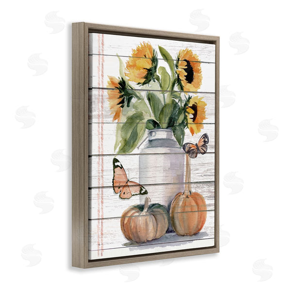 Stupell Industries Jennifer Paxton Parker | Autumn Sunflower Jar Orange Monarch Butterflies Wall Art