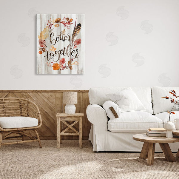 Stupell Industries Jennifer Paxton Parker | Better Together Rustic Boho Calligraphy Feather Plants Wall Art
