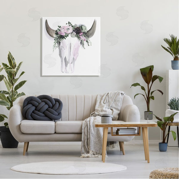 Stupell Industries Jennifer Paxton Parker | Boho Cattle Skull Floral Garland Wall Art