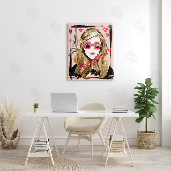 Stupell Industries Jennifer Paxton Parker | Bon Jour Greeting Red Shades Glam Parisian Woman Wall Art
