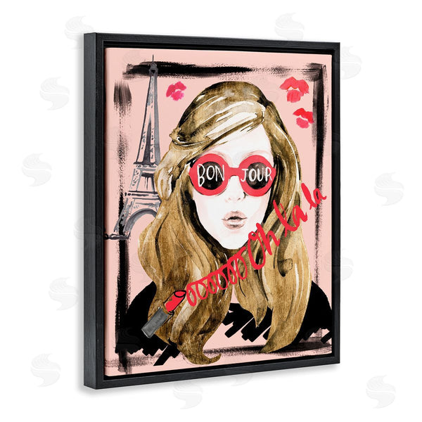 Stupell Industries Jennifer Paxton Parker | Bon Jour Greeting Red Shades Glam Parisian Woman Wall Art