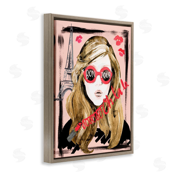 Stupell Industries Jennifer Paxton Parker | Bon Jour Greeting Red Shades Glam Parisian Woman Wall Art