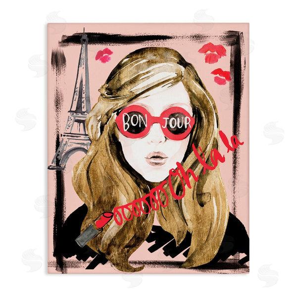 stupell industries Jennifer Paxton Parker | Bon Jour Greeting Red Shades Glam Parisian Woman Wall Art