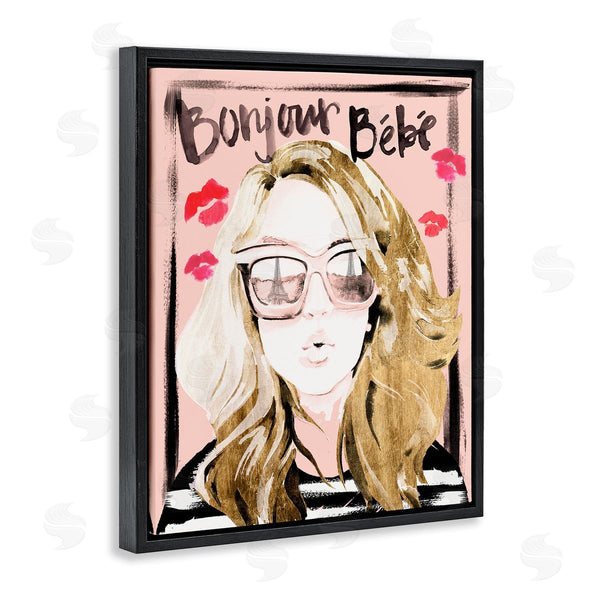 Stupell Industries Jennifer Paxton Parker | Bonjour Bebe Sentiment Glam Parisian Woman Pink Shades Wall Art