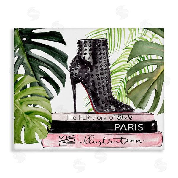 stupell industries Jennifer Paxton Parker | Chic Studded Fashion Boots Monstera Palms Glam Magazine Wall Art