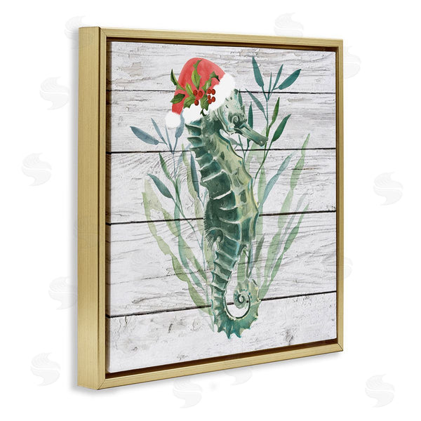 Stupell Industries Jennifer Paxton Parker | Christmas Seahorse With Santa Hat