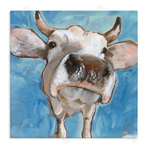 stupell industries Jennifer Paxton Parker | Close Up White Cattle Farm Animal Portrait