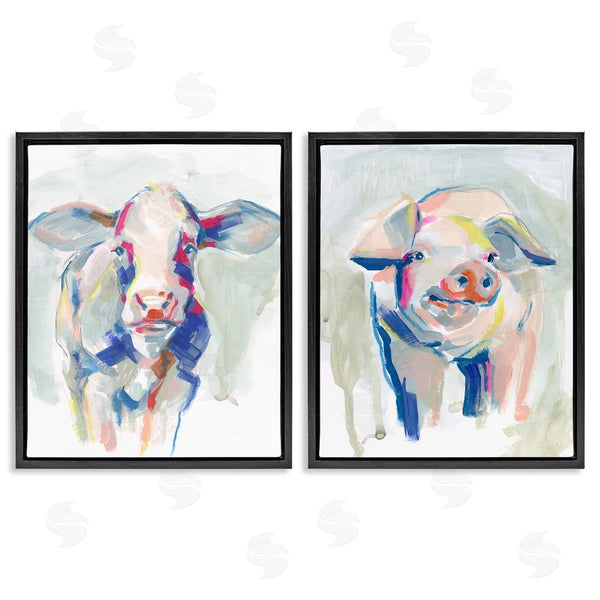 Stupell Industries Jennifer Paxton Parker | Colorful Cow & Pig Farm Animals Wall Art