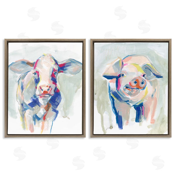 Stupell Industries Jennifer Paxton Parker | Colorful Cow & Pig Farm Animals Wall Art