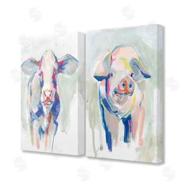 stupell industries Jennifer Paxton Parker | Colorful Cow & Pig Farm Animals Wall Art