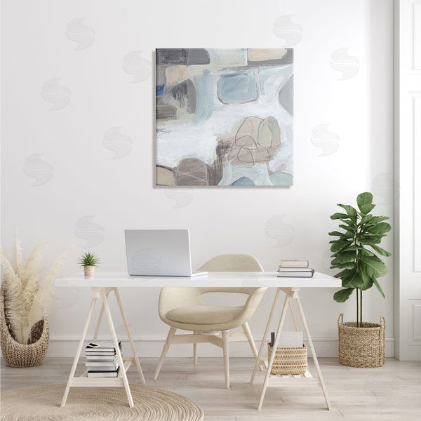 Stupell Industries Jennifer Paxton Parker | Conceptual Geometric Shapes Busy Lines Grey Blue Wall Art