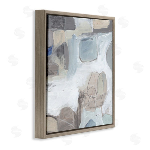 Stupell Industries Jennifer Paxton Parker | Conceptual Geometric Shapes Busy Lines Grey Blue Wall Art