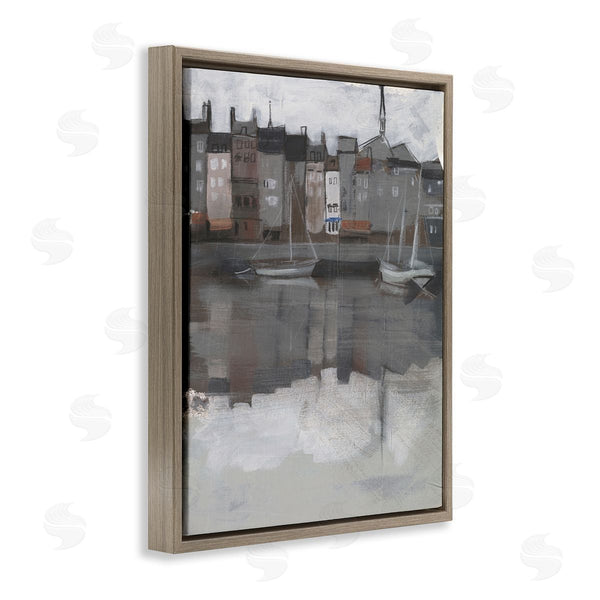 Stupell Industries Jennifer Paxton Parker | Dark Sailboat Seaport Murky Coastal City Landscape Wall Art