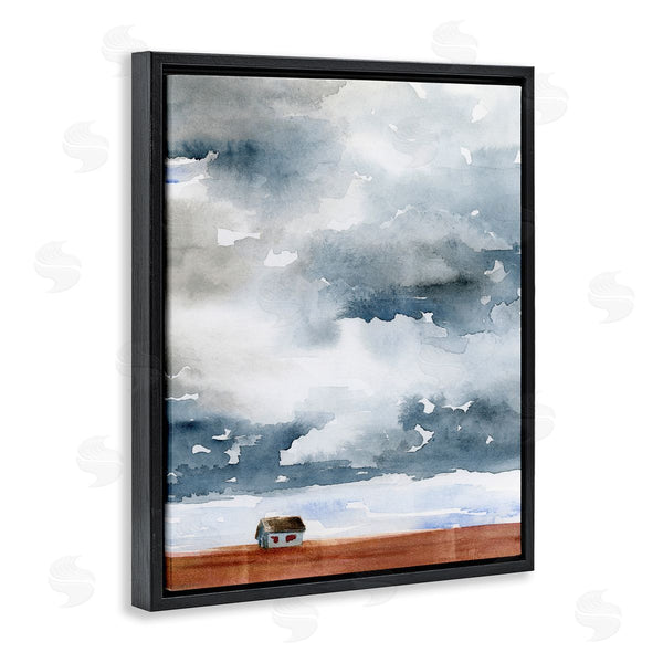 Stupell Industries Jennifer Paxton Parker | Distant Rural Cottage Heavy Clouds Watercolor Painting Wall Art