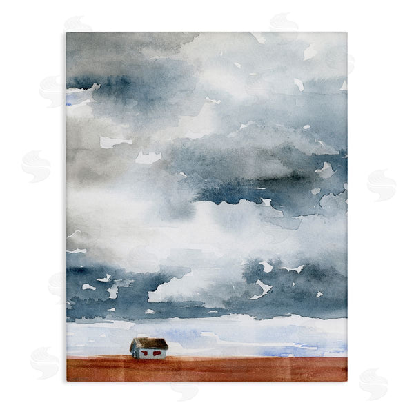 stupell industries Jennifer Paxton Parker | Distant Rural Cottage Heavy Clouds Watercolor Painting Wall Art